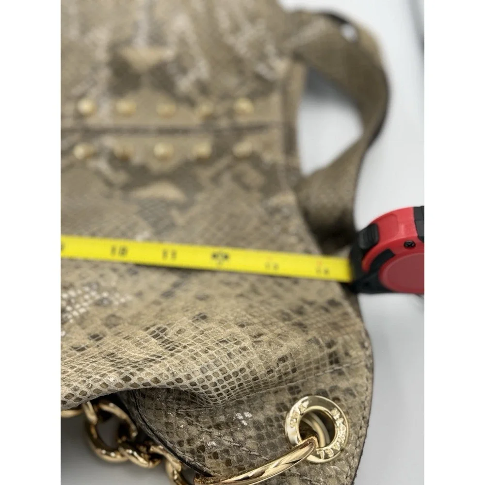 Michael Kors Snake Skin Gold Studded Large Hobo Shoulder Bag Crossbody Strap